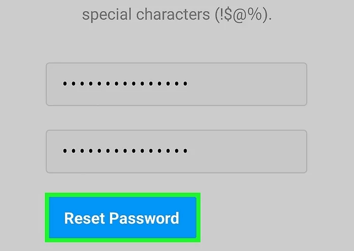 روی پیوند بازنشانی رمز عبور ضربه بزنید