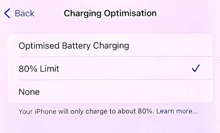 Charging Optimization را خاموش کنید