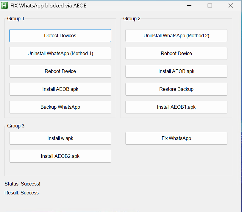 دانلود نرم افزار رفع مشکل واتس اپ FIX WhatsApp Blocked Solution AEOB